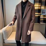 店主风中长款风衣宽松纯色毛呢大衣男B358-F120-P110加棉P120，男装风衣，电商B345