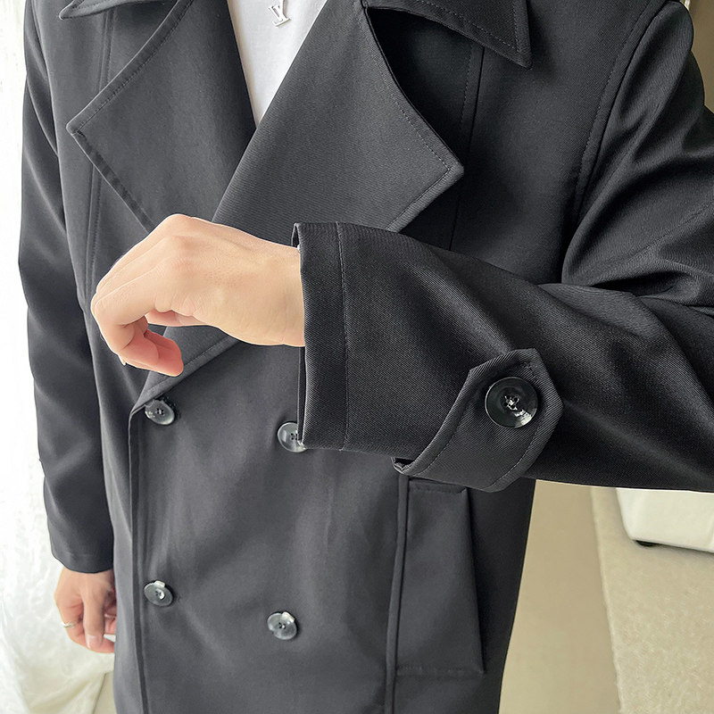 轻奢风秋季过膝长款风衣男宽松薄款双排扣外套B358-F122-P120,男装风衣,电商B345