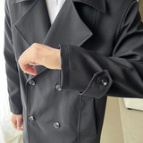 轻奢风秋季过膝长款风衣男宽松薄款双排扣外套B358-F122-P120，男装风衣，电商B345