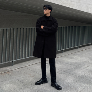 韩系风衣中长毛呢大衣外套男B345-F108-P120加棉P130图片