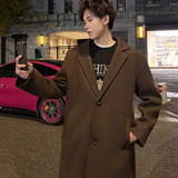 韩系中长款风衣宽松毛呢大衣外套男F120-P110加棉P120，男装风衣，电商B345