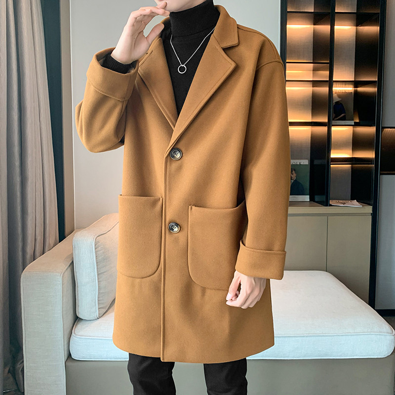 男中长款毛呢外套冬季呢子风衣B358-F101-P120加棉P130,男装风衣,电商B345
