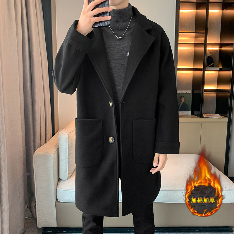 男中长款毛呢大衣外套冬季风衣B358-F101-P120加棉P130，男装风衣，电商B345