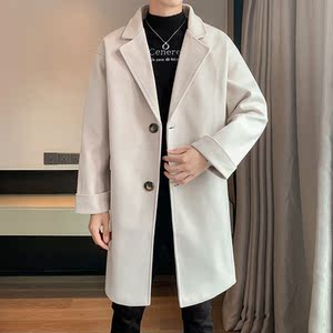 男士呢子中长款风衣宽松大衣秋毛呢外套B358-F107-P120加棉P130图片