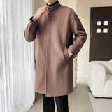 轻奢风过膝毛呢外套加厚男士中长款风衣B358-F113-P120加棉P130，男装风衣，电商B345