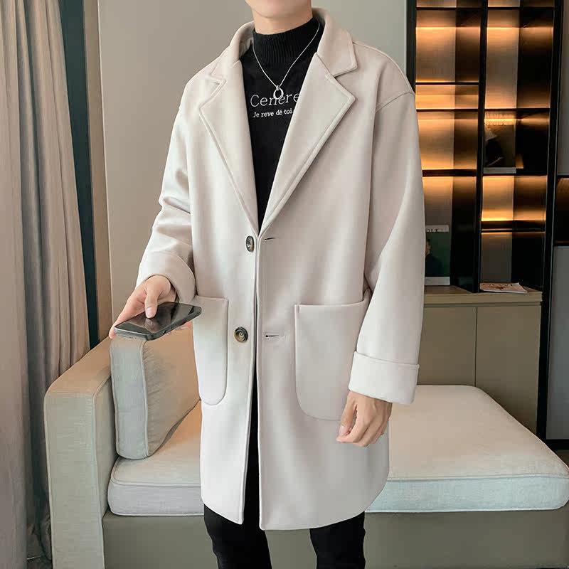 冬季呢子大衣风衣男中长款毛呢外套男士B345-F101-P120加棉P130,男装风衣,电商B345