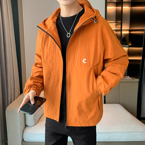 休闲印花夹克男秋季防水冲锋衣宽松连帽外套B345-JK06-P110图片