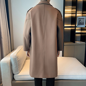 中长款风衣宽松过膝呢子大衣加厚外套男B358-F112-P125加棉P135图片