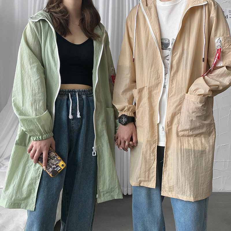 夏季情侣港风宽松防晒潮流衣服风衣中长款B358-F22-P50控58,男装防晒衣,电商B345
