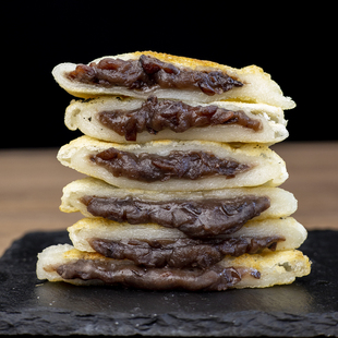 浙江特产传统糕点心纯糯米红豆沙馅手工麻糍粑红糖烤饼早餐半成品