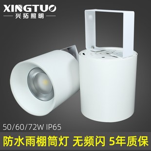 户外雨棚照明灯室外防水筒灯明装雨搭穹顶高铁站台吸顶LED灯IP65