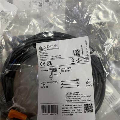 易福门EVC145原装正品传感器线缆全新未拆封M8母头