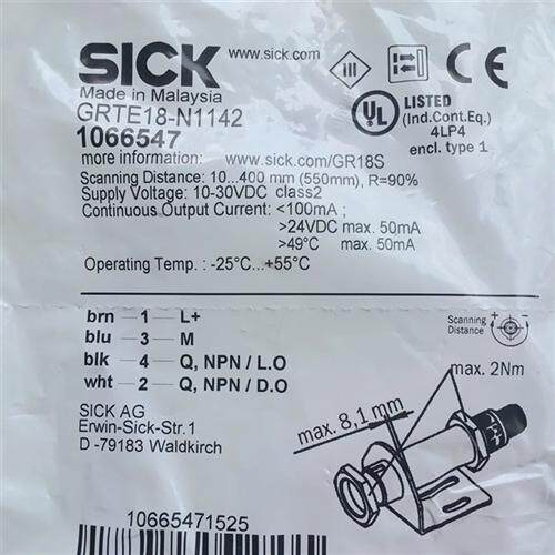 德国西克SICK光电开关GRTE18-N1142 GRTE18-P1142 GRTE18-N1162