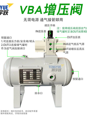 气动增压阀VBA10A-02/VBA20A-03/40A-04/VBAT5升10升20L38L储气罐