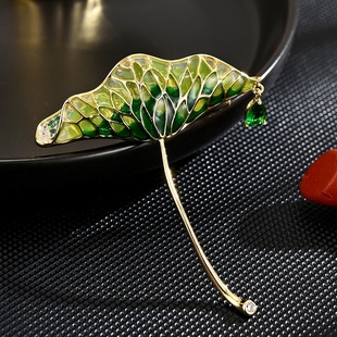 國(guó)風(fēng)荷花荷葉奢華鋯石胸針優(yōu)雅百搭西裝 配飾胸花INS氣質(zhì)別針女