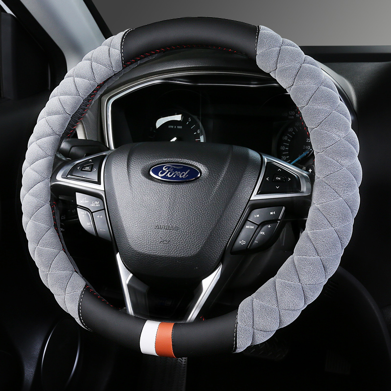 福特新福克斯福睿斯蒙迪欧翼虎嘉年华翼博锐界冬季短毛绒方向盘套