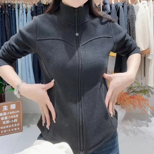 夹克上衣 显瘦开衫 2025秋冬韩系新款 小蛮腰加绒百搭立领外套女时尚