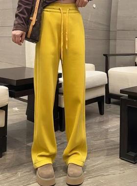 2025秋冬季加绒灰色运动裤女高腰显瘦香蕉阔腿卫裤窄版休闲直筒裤