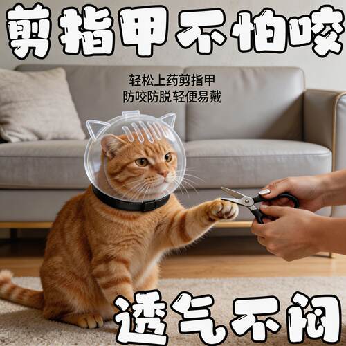 猫咪防咬头套太空头罩剪