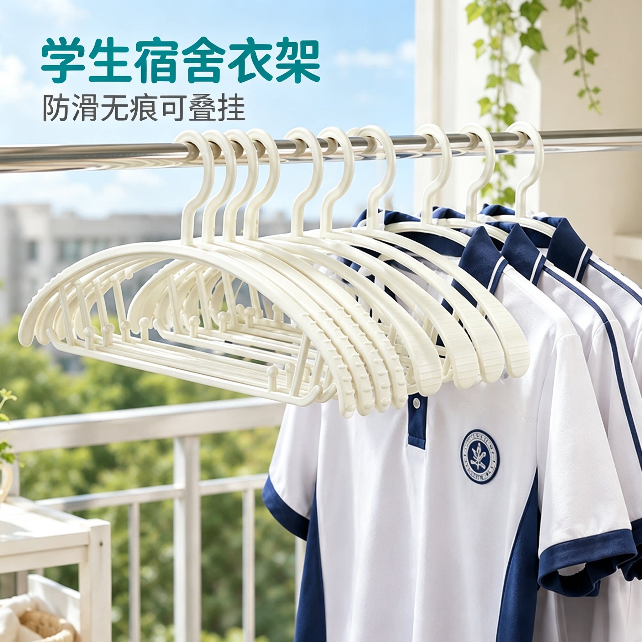 学生宿舍无痕防滑防衣角晾衣架图片