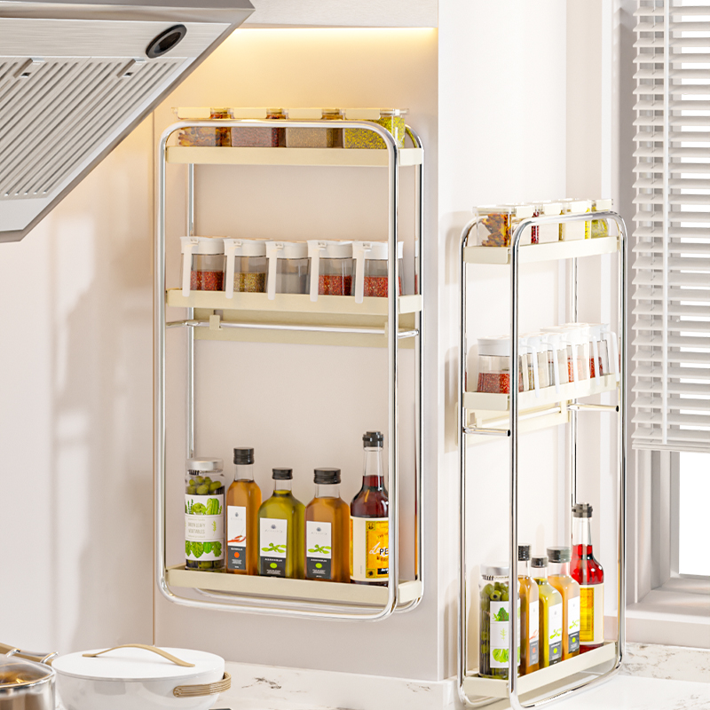 厨房壁挂免打孔调料架多层不锈钢