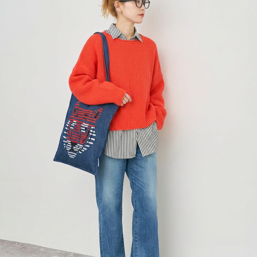 Melonfish呆萌虎原创刺绣冈山水洗牛仔布托特包女帆布单肩通勤包,箱包皮具/热销女包/男包,托特包,淘宝优惠券,粉丝福利购,淘宝优惠卷