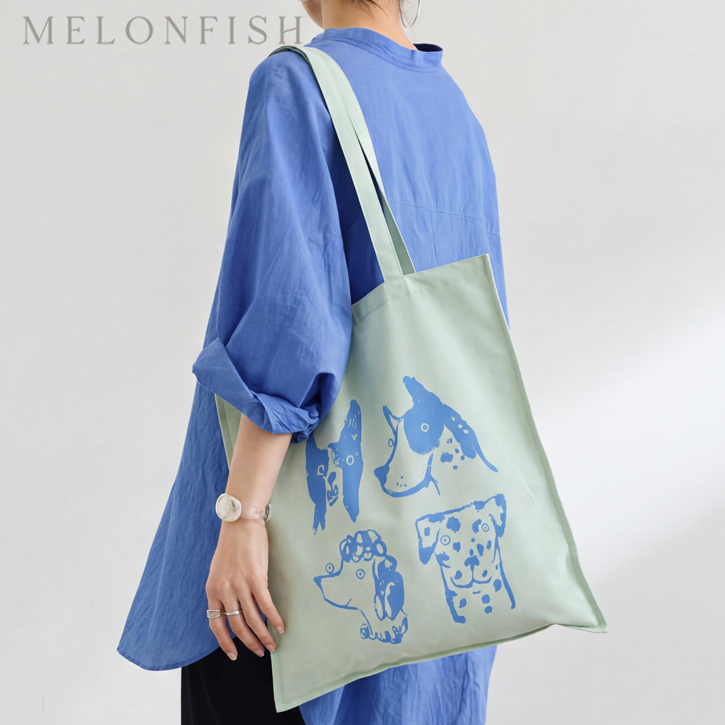 【狗狗俱乐部】MELONFISH夏季轻薄尼龙印花大容量休闲单肩帆布包