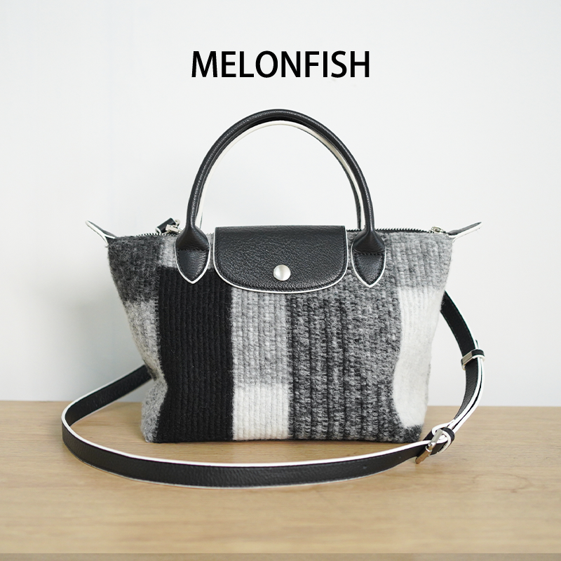 MELONFISH黑灰几何饺子包
