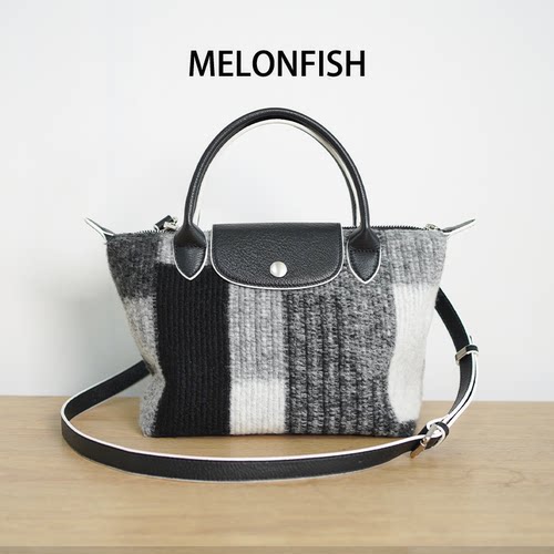 MELONFISH黑灰几何饺子包