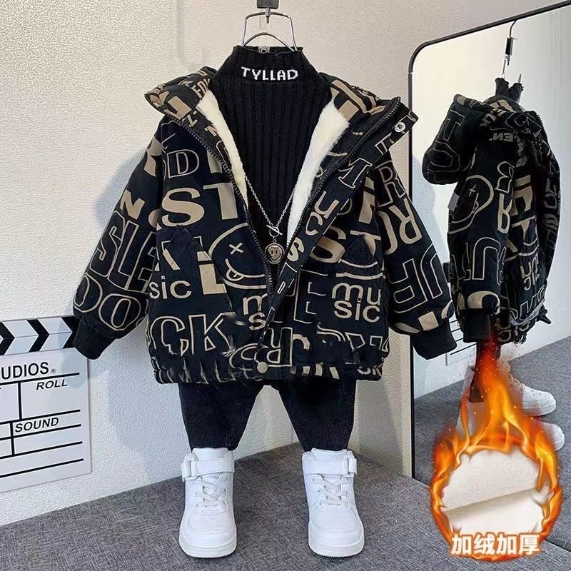 男童外套加绒秋冬装2024洋气新款宝宝加厚黑色上衣棉衣儿童派克服,童装/婴儿装/亲子装,棉袄/棉服,淘宝优惠券,粉丝福利购,淘宝优惠卷