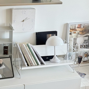 置物架书架整理实木书籍收纳架书报架北欧包豪斯风Ins风多巴胺风