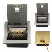 XSSITO香蕉头音响地插座不锈钢面板隐藏插头功放喇叭金银线地插盒