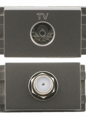 XSSITO灰色电视模块配件插座有线网络口TV宽频F头机顶盒面板128型