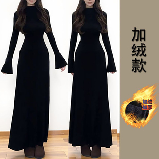 打底裙秋冬 2025秋冬半高领连衣裙时尚 350克棉加绒加厚