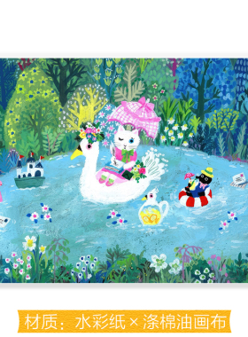 北岸由美治愈系动物插画版画复刻艺术装饰画芯民宿挂画可替换内芯
