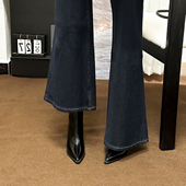 细跟高跟鞋 黑色尖头高跟短靴女2025新款 冬季 气质显瘦巨好看瘦瘦靴