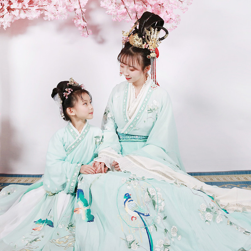 仙糖小花神原创汉元素女童装刺绣交领齐腰襦裙套装晓梨仙