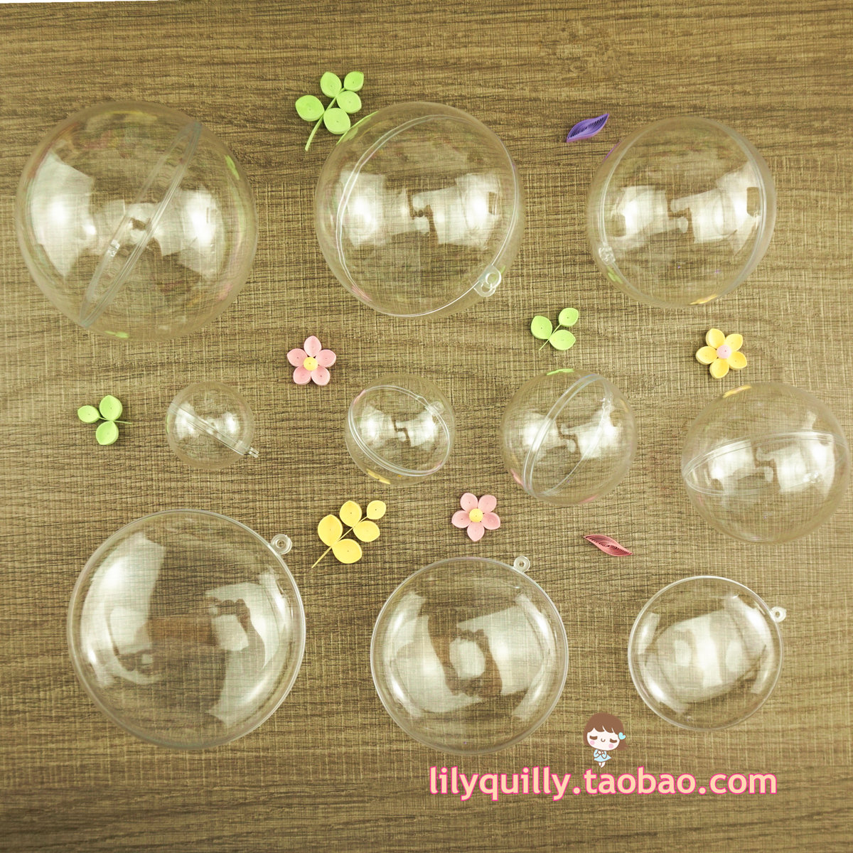 圆形新款直径吊球高透明衍纸塑料水晶球立体景观瓶防尘罩空心球