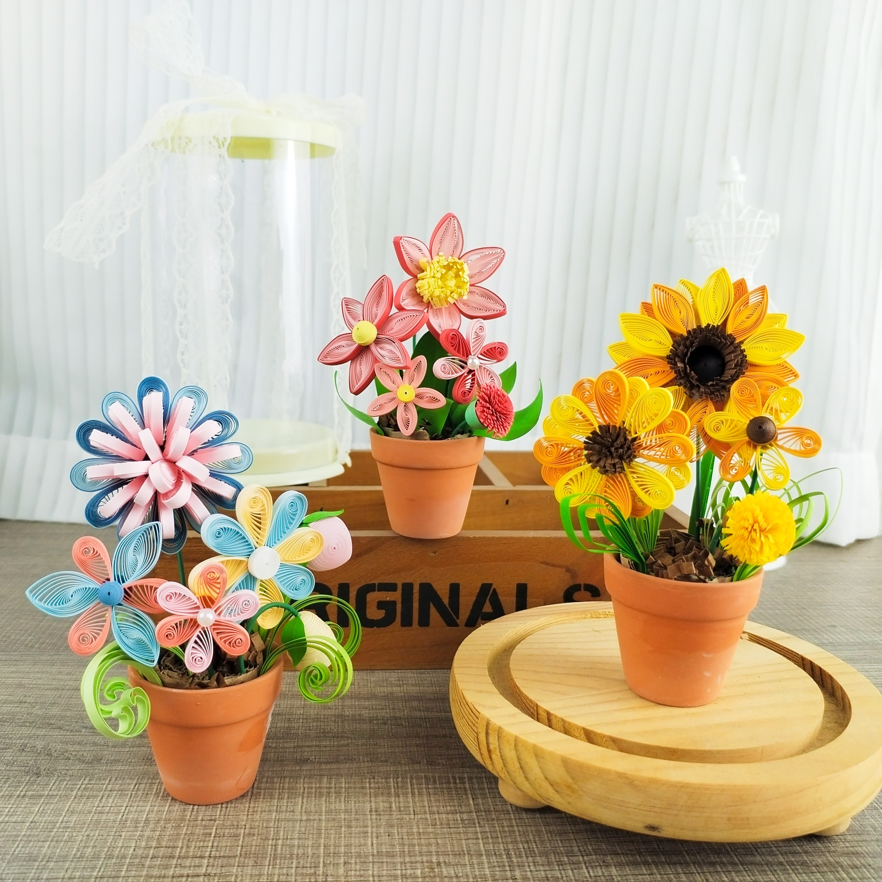 DIY小学初中非遗艺术教师节节日衍纸盆栽卷纸手工创意材料包套装