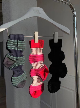 日本小众潮牌CFCL设计师条纹灯笼猪大肠袜网红个性男女中筒袜子