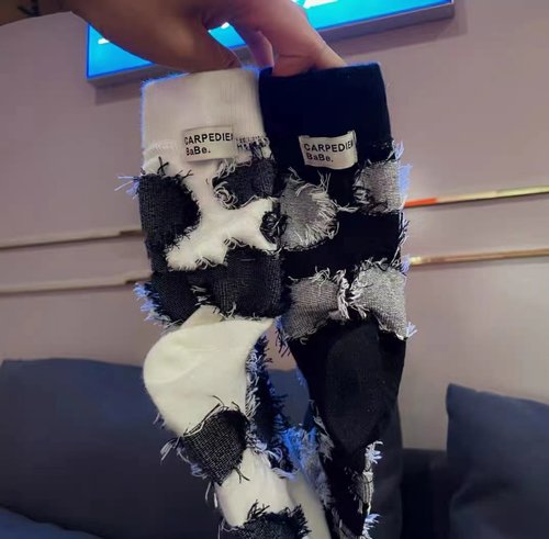 流须反穿设计男女纯棉中筒袜