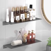 厨房太空铝置物架壁挂式 一字板浴室卫生间洗漱台免打孔收纳架