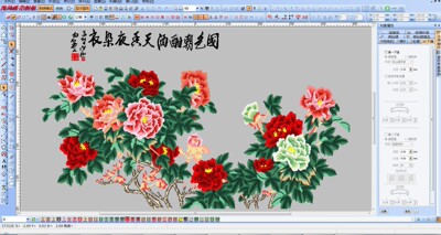 37万针国色天香装饰挂画绣花版带EMB格式
