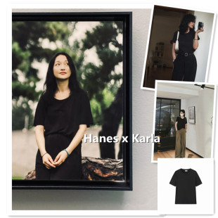 洋气碳黑色铜氨丝短袖 Karla2025周XUN同款 t恤女 小喜家Hanes