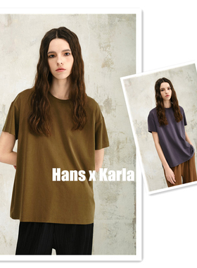 小喜家Hanes x Karla 2025春夏新款纯色凉感舒适夏款宽松T恤