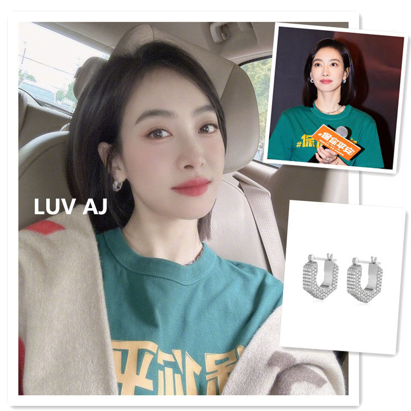 年中清仓 限时6折23春夏 luv aj 宋茜同款奢华感重金围镶满钻耳环