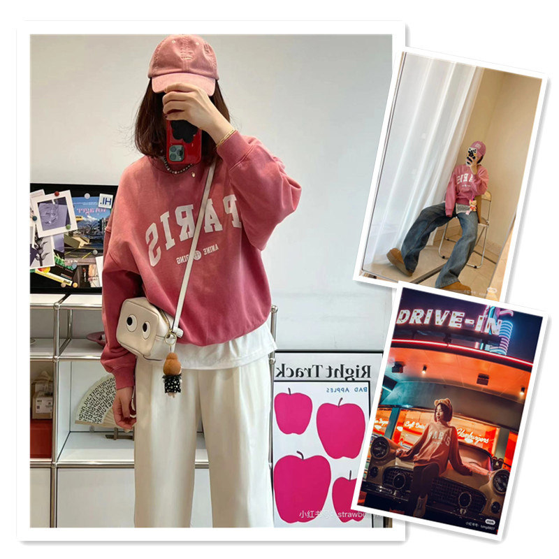 北美小众印花染色宽松全棉卫衣