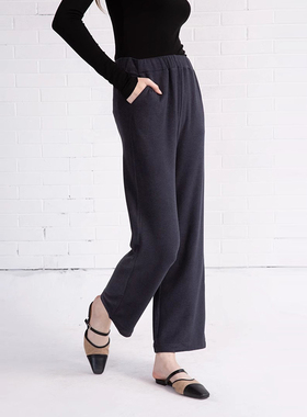 小喜家2025春秋新款Hanes x Karla进口面料垂坠感磨毛休闲裤子女