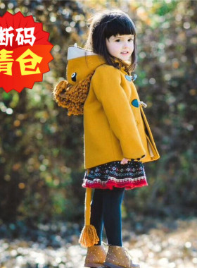 ins定制冬款男女童宝宝黄色狮子加绒加厚大衣儿童可爱保暖外套