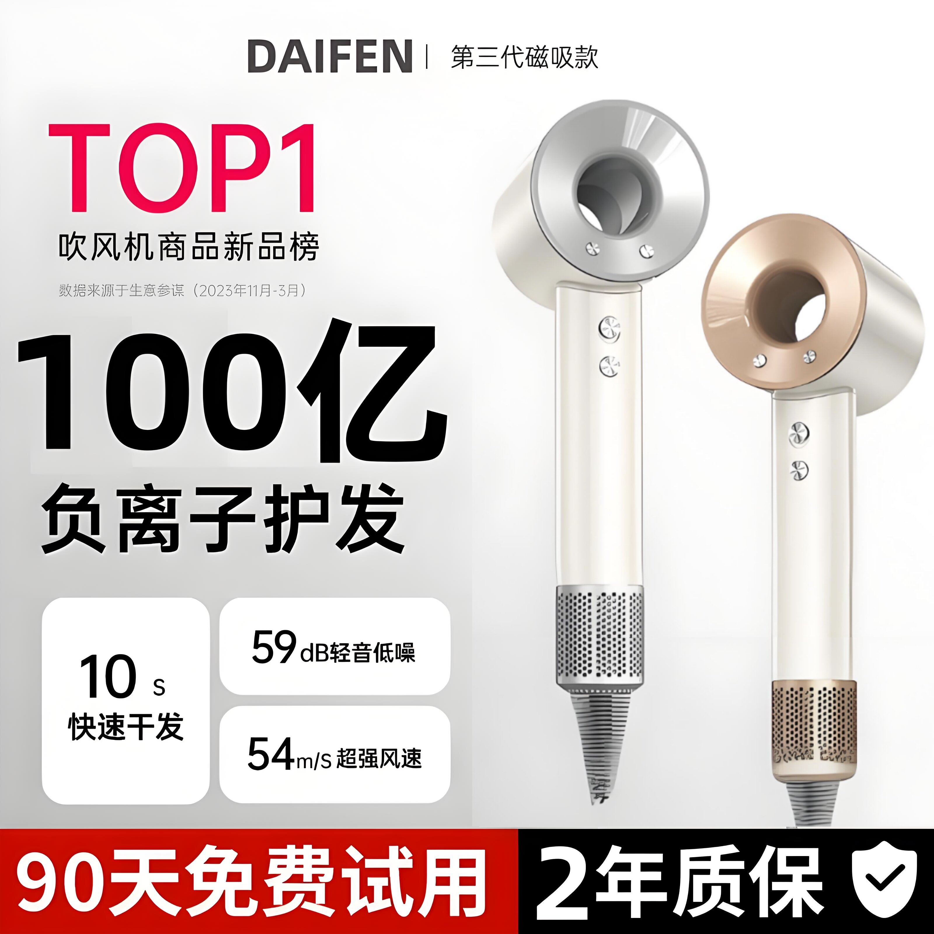 吹风机家用负离子护发静音速干宿舍大功率理发店专用高速电吹风筒